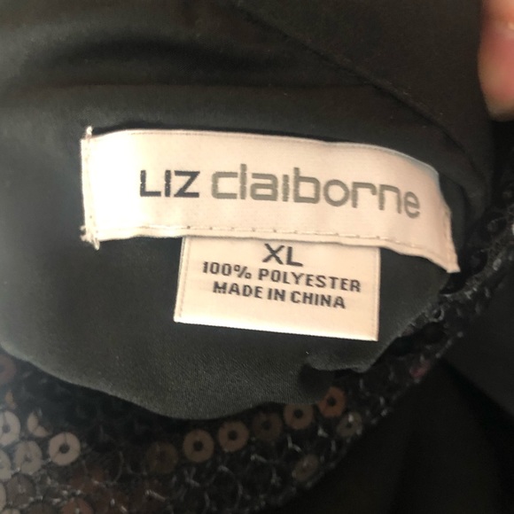 NWT Liz Claiborne Black Buffon Up Top with Sequins - Picture 4 of 4